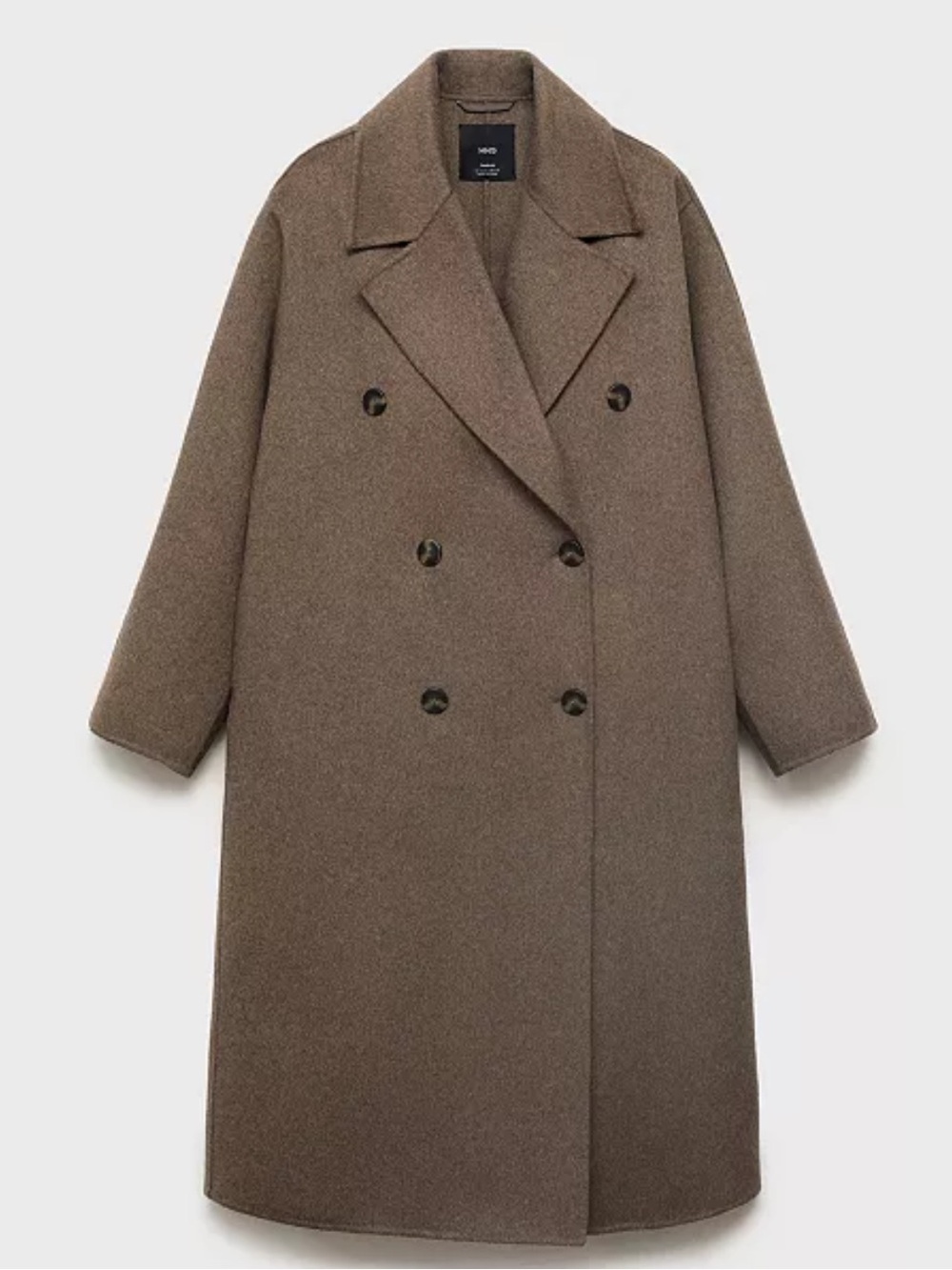 MANGO HANDMADE OVERSIZED WOOL COAT BROWN - M